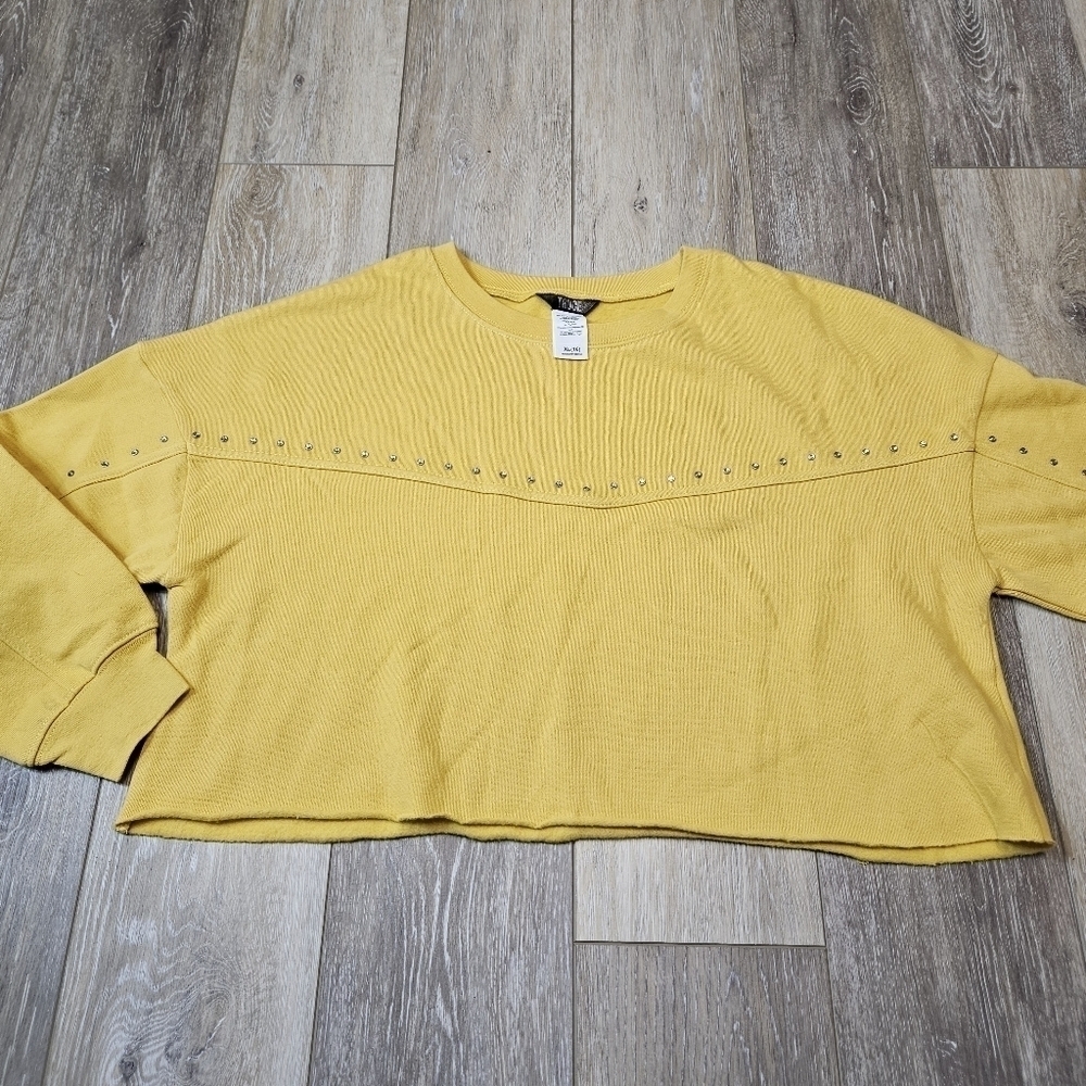 Truce Nordstroms Drop Shoulder Boxy Sweatshirt Mustard Gold Yellow Girls XL